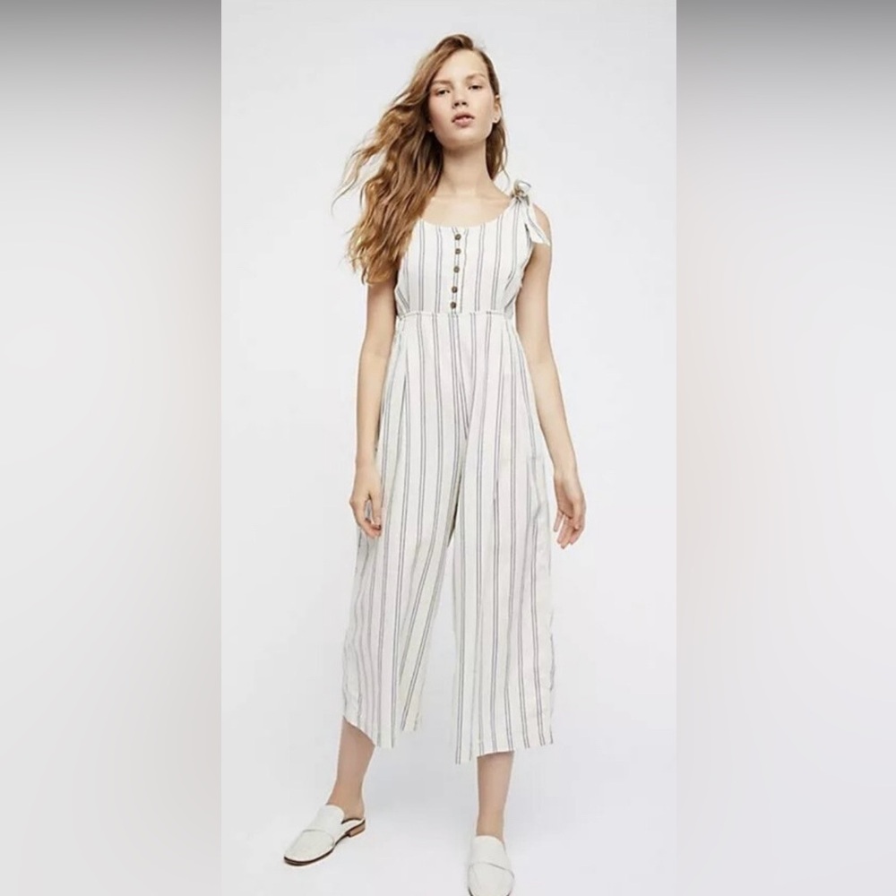 Free People FP Striped Tie One-Piece Jumpsuit Romper Size 4